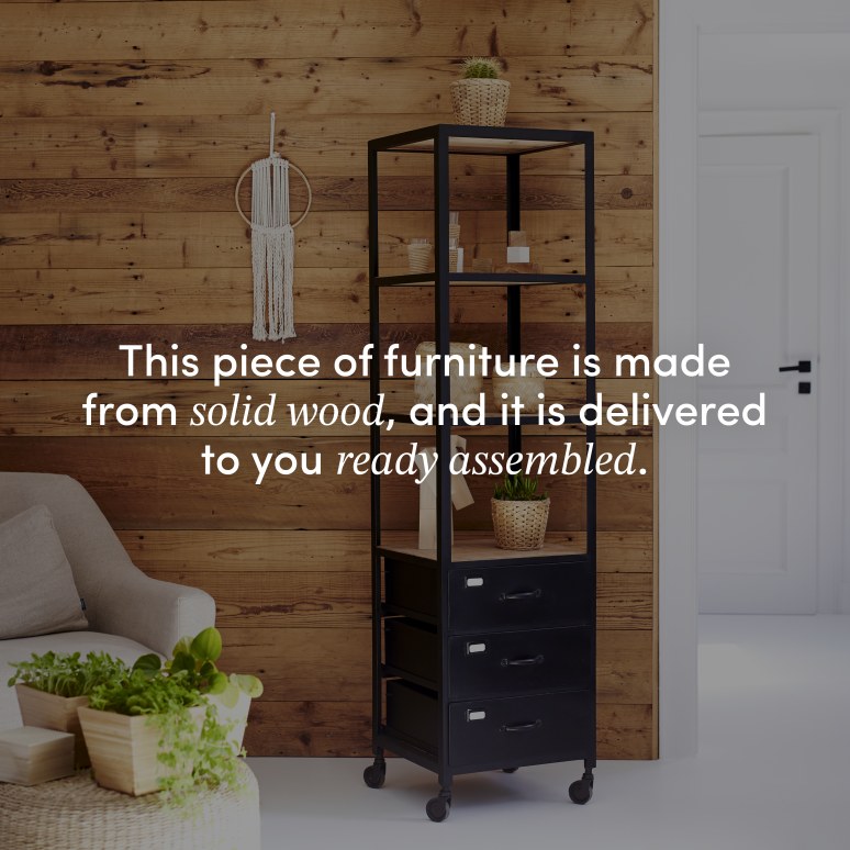 Industriel - Column in mango wood and metal