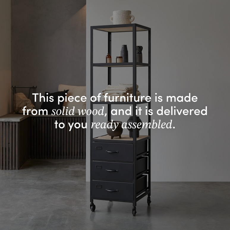 Industriel - Bathroom tall unit in mango wood and metal