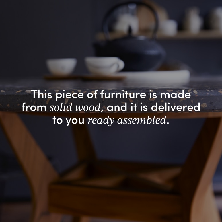 Juno - Solid teak and terrazzo table for 6 people