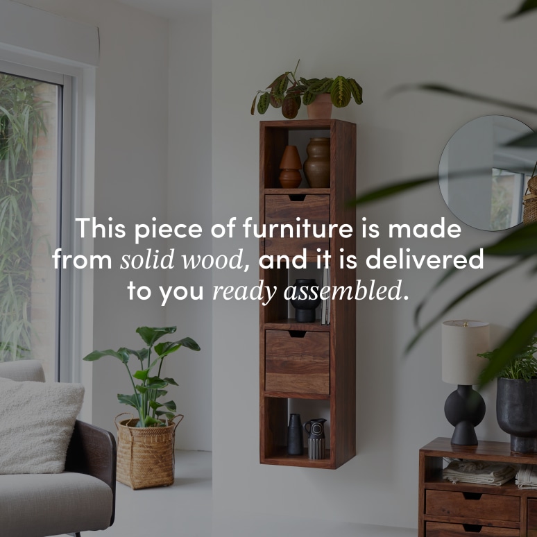 Kwarto - Wall-mounted shelf in solid sheesham wood