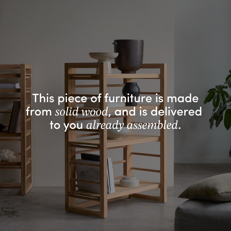 Sera - Low solid teak bookcase