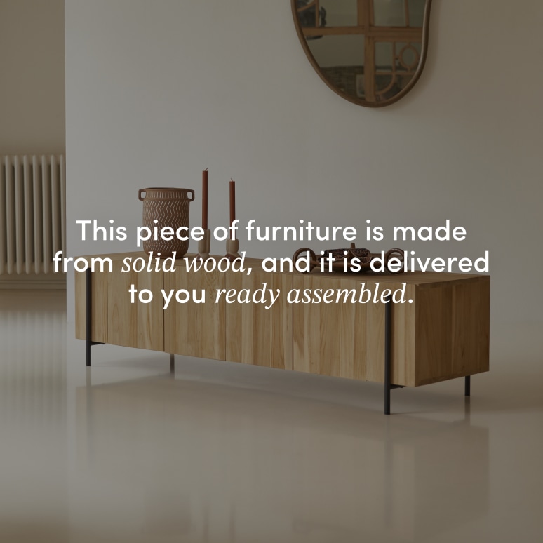 Honorine - Low solid teak TV unit – 170 cm