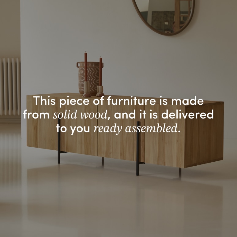 Honorine - Solid teak low sideboard 165 cm