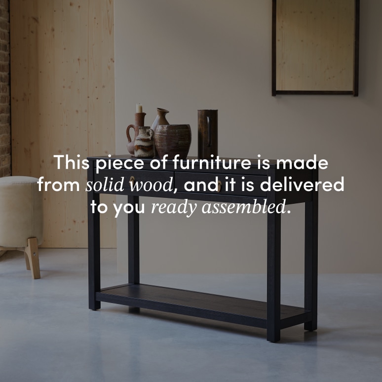 Zenaka - Hallway console table in solid pine with 2 drawers D. 35 cm