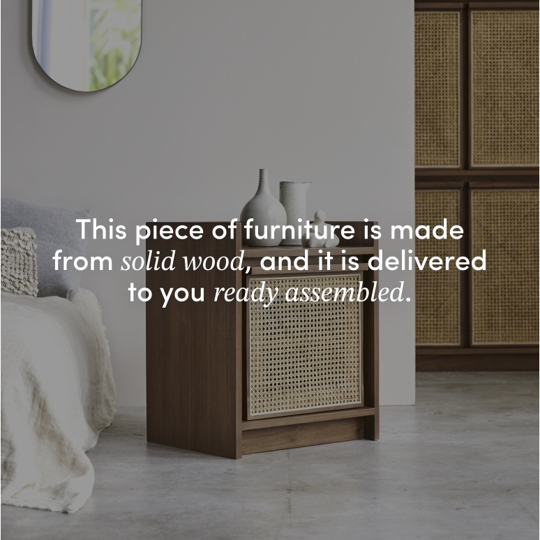Roots - Solid teak and cane bedside table