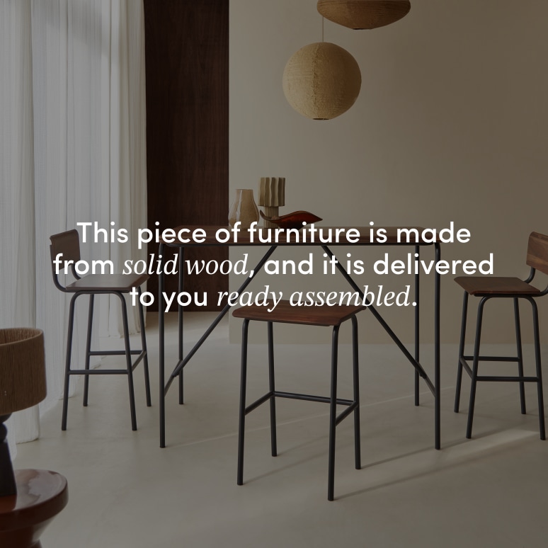 Talia - Poseur table in solid sheesham and metal – seats 4