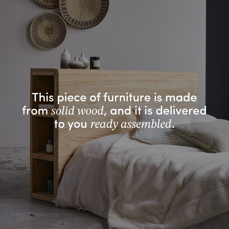 Bertie - Solid teak headboard with storage 165