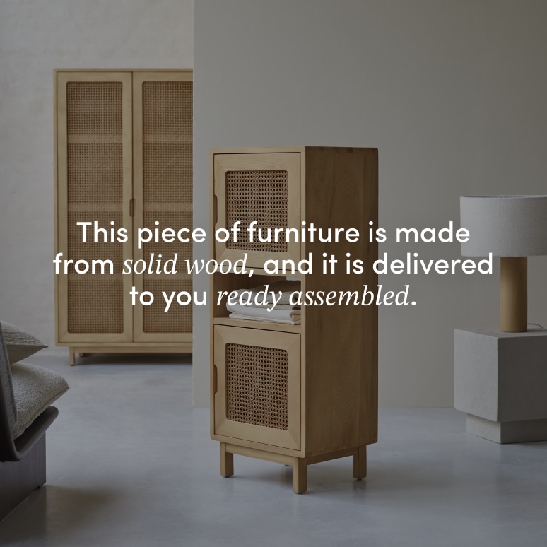 Luis - Solid elm and rattan low cabinet