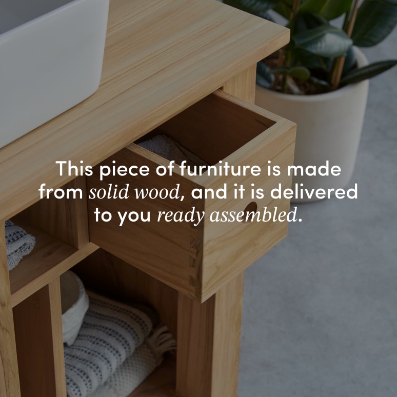 Coline - Solid teak vanity unit 95 cm