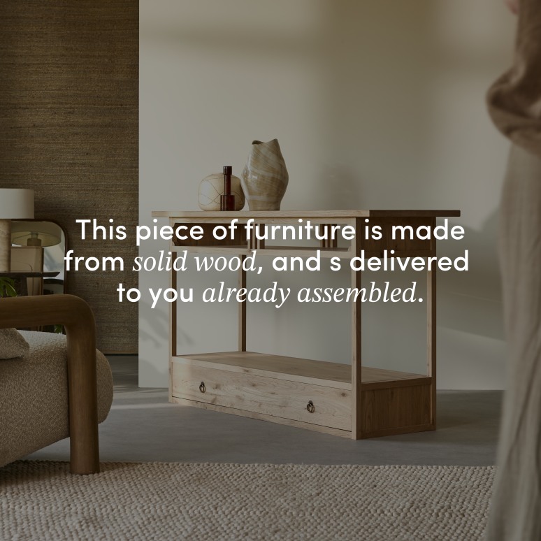 Clovis - 1-drawer console table in solid oak