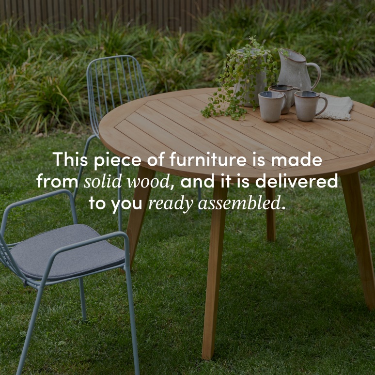 Mila - Solid teak garden table, seats 6 people