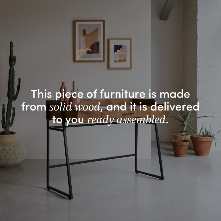 Hedda - Solid mango wood an metal desk