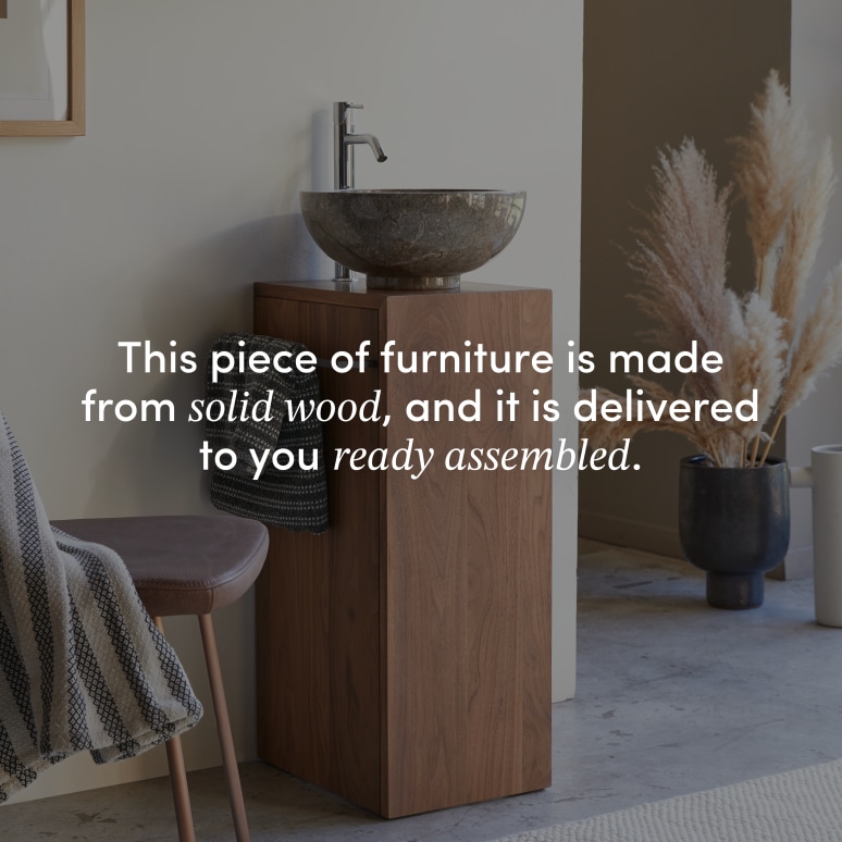 Stelle - Left-side solid walnut under-basin unit