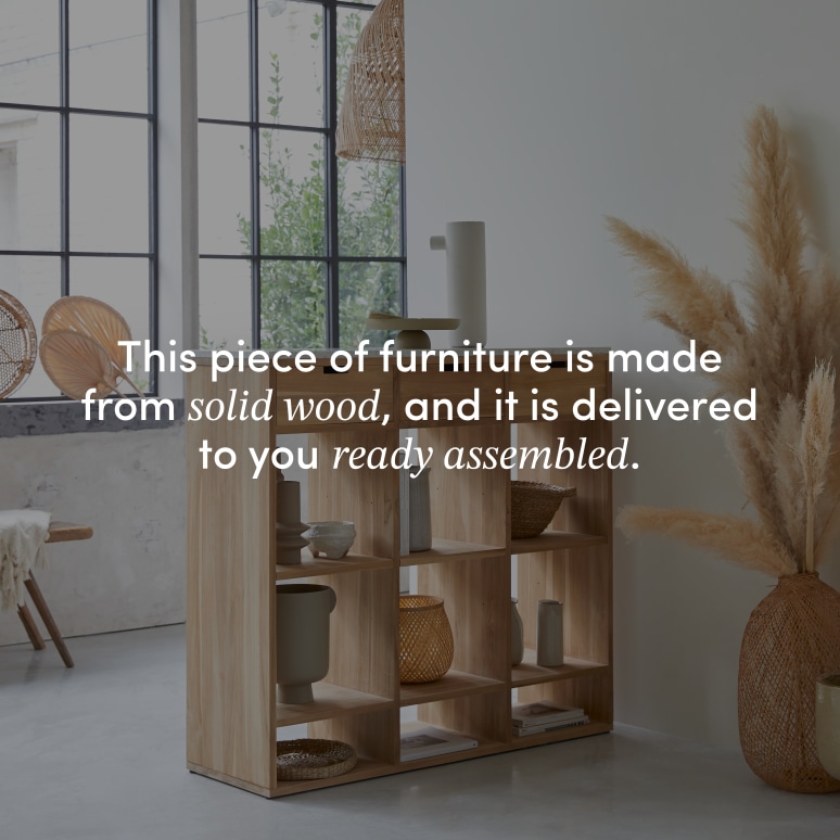 Miho - Solid teak and premium white terrazzo console table