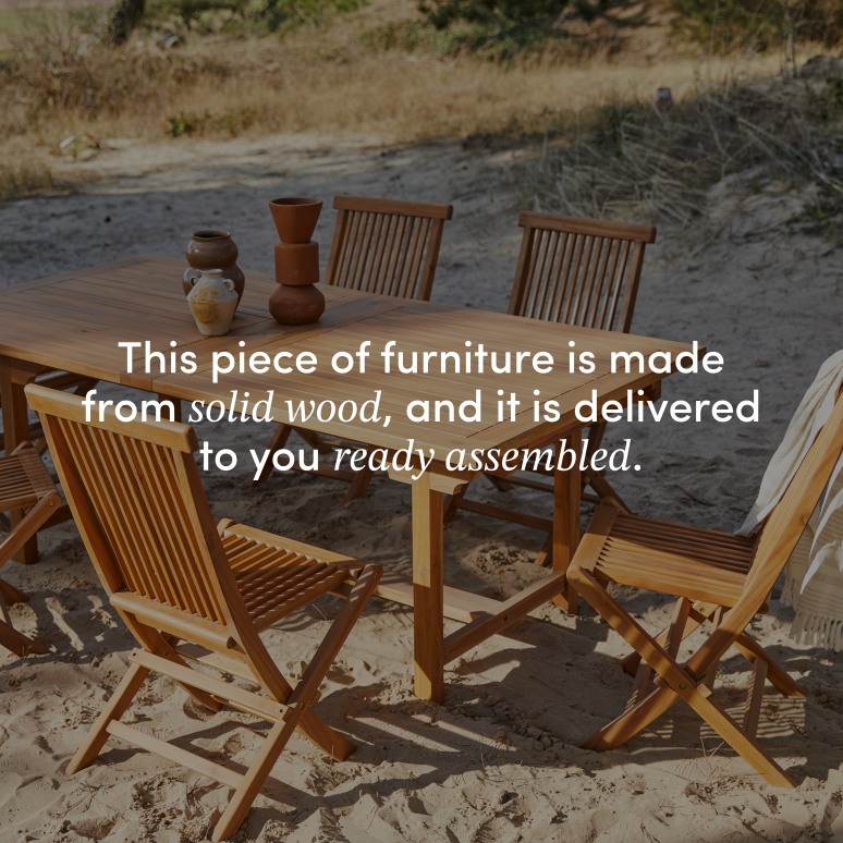 Capri - Rectangular solid acacia extending garden table