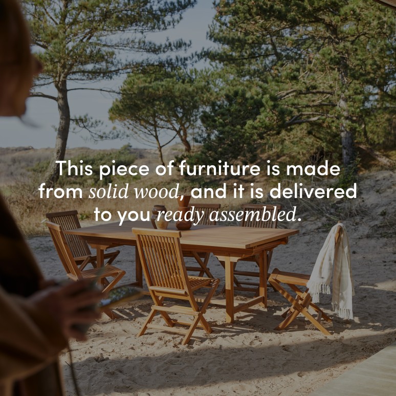 Capri - Rectangular solid acacia garden set with 6 chairs.