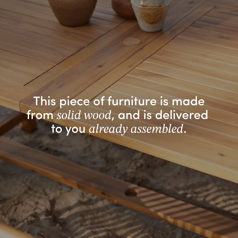 Capri - Rectangular solid acacia garden set with 6 chairs.