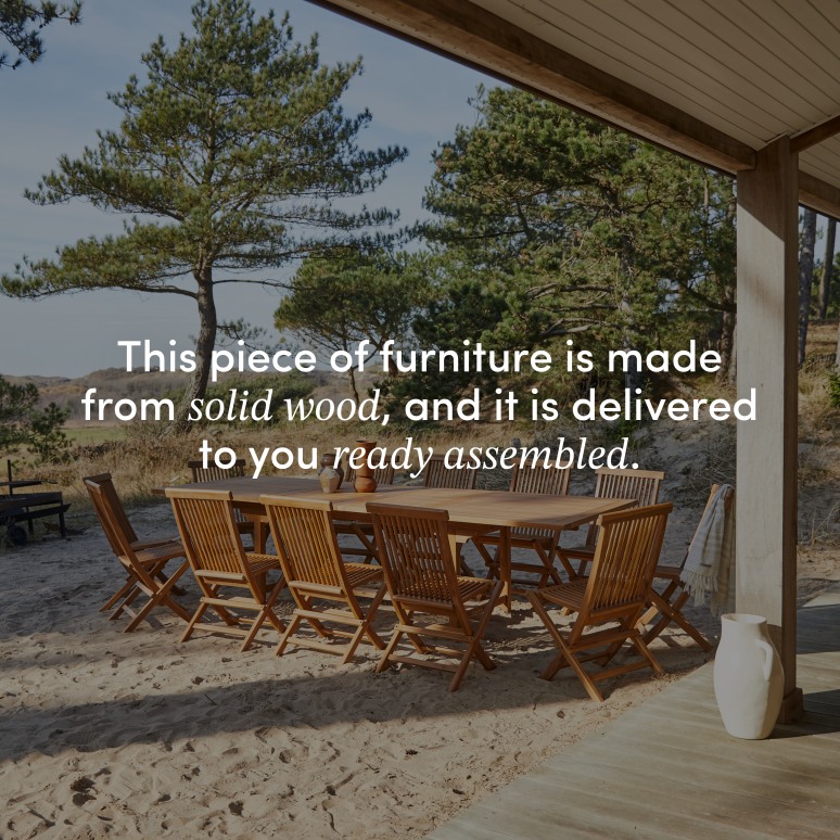 Capri - Rectangular solid acacia garden set with 12 chairs.