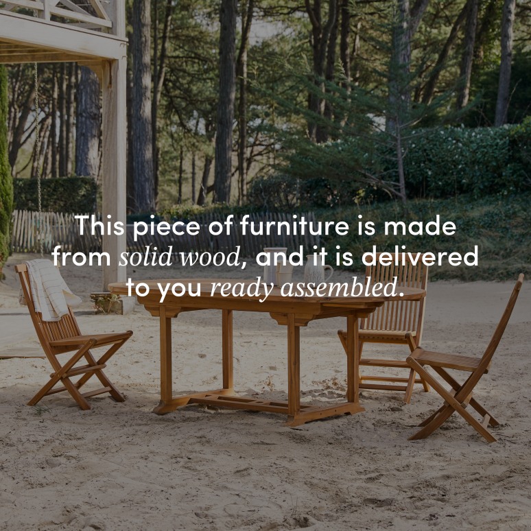 Capri - Oval solid acacia garden table with extension, seats 6-8 people.