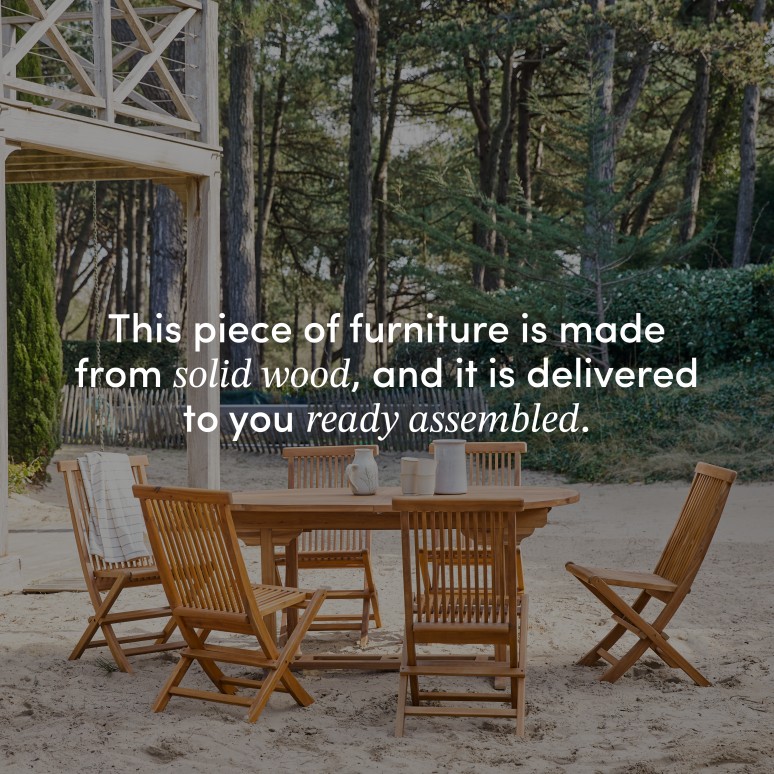 Capri - Oval solid acacia garden set with 6 chairs.