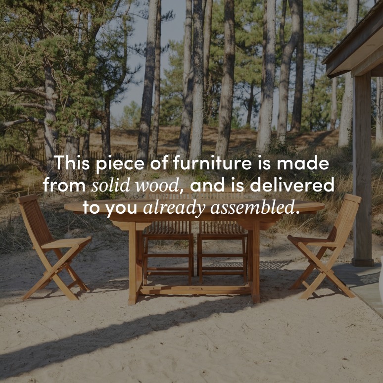 Capri - Oval solid acacia garden set with 4 chairs