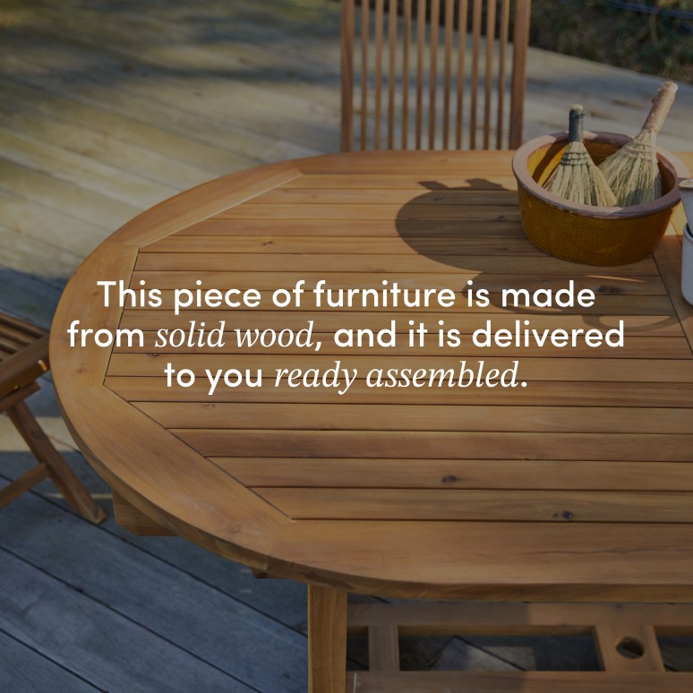 Capri - Oval solid acacia extending garden table 8-10 pers