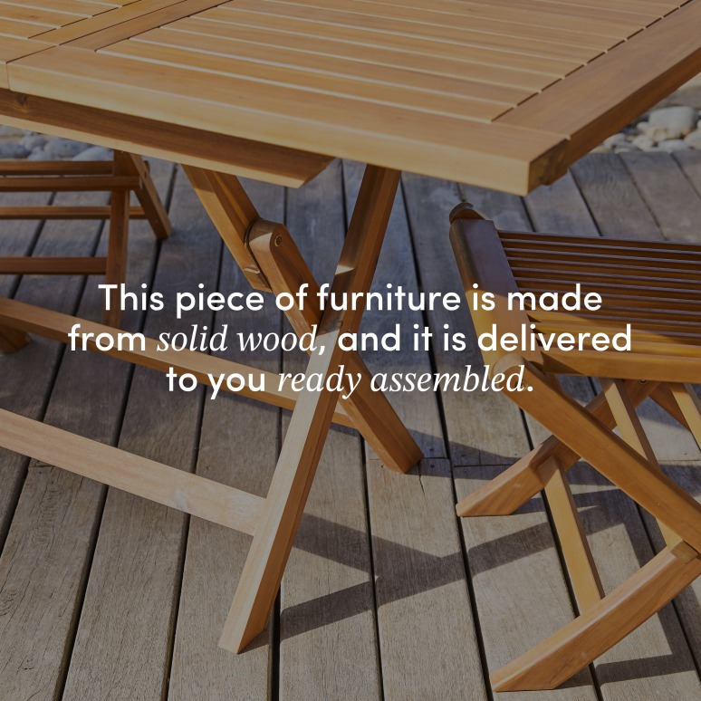 Capri - Solid acacia folding garden table with extra leaf