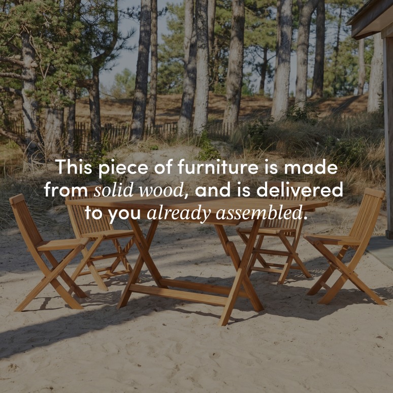 Capri - Solid acacia garden set with 4 chairs