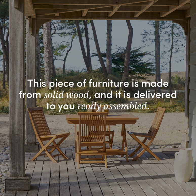 Capri - Solid acacia garden set with 4 chairs