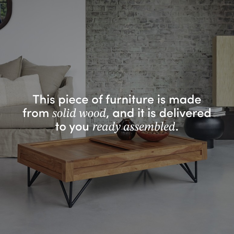 Bonnie - Solid acacia coffee table with storage