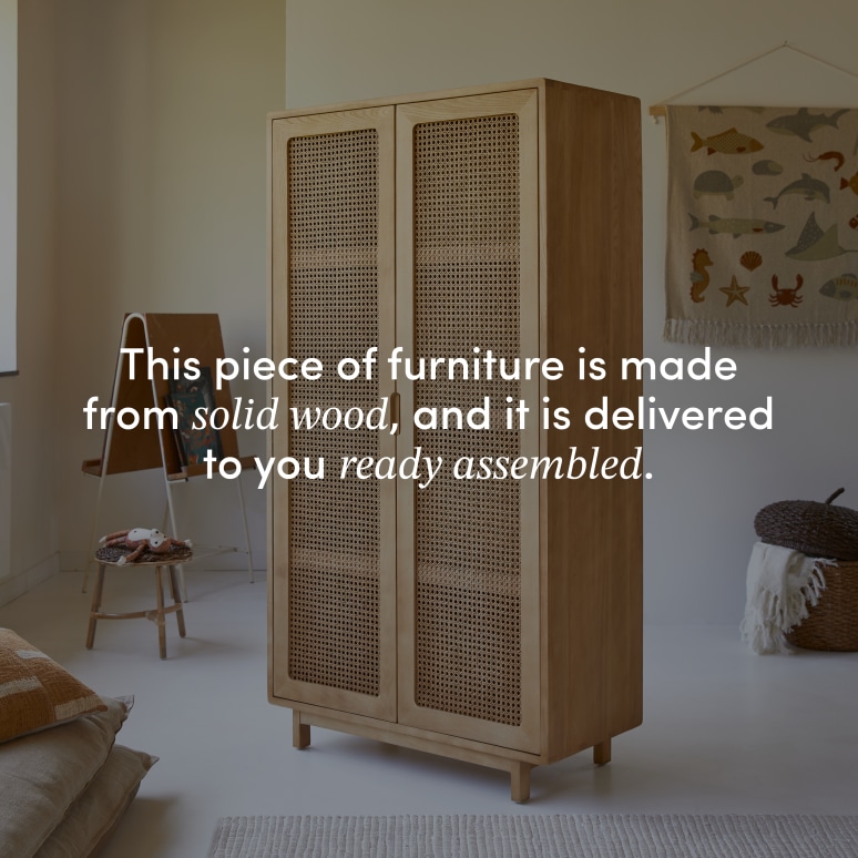 Luis - Children's wardrobe in solid elm and cane