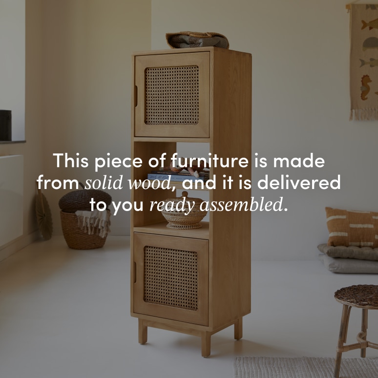 Luis - Tall children's bookcase in elm and cane