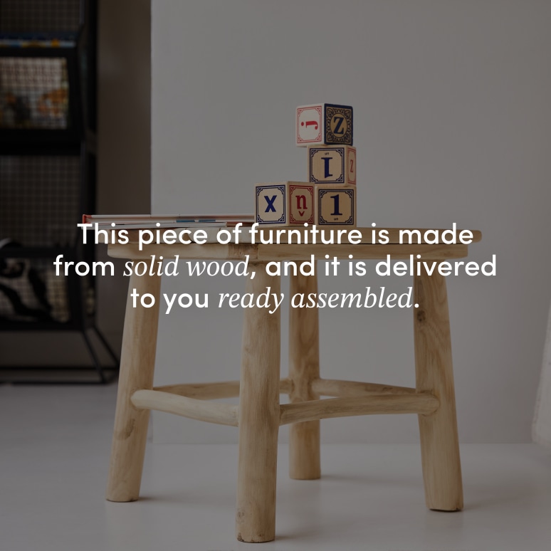 Kilim - Children's bedside table in solid teak