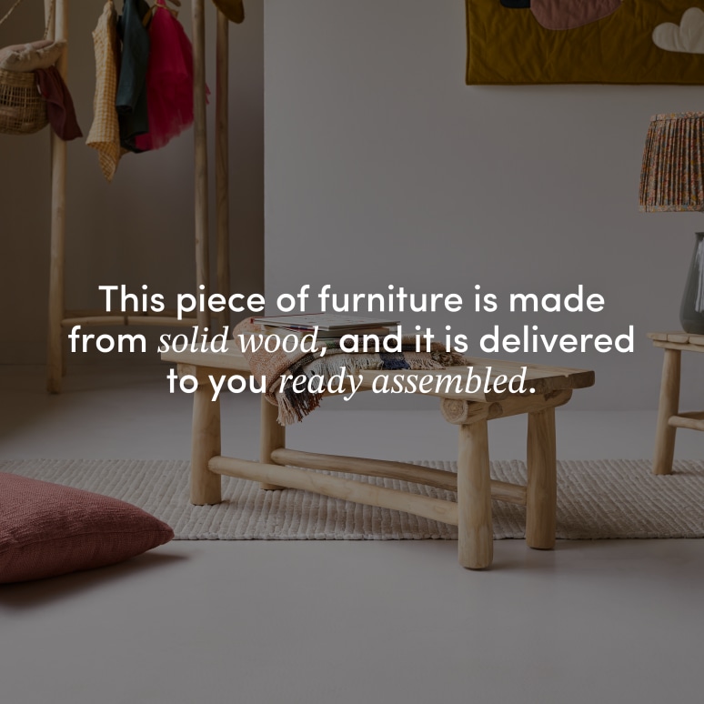 Kilim - Children's decorative bench in solid teak