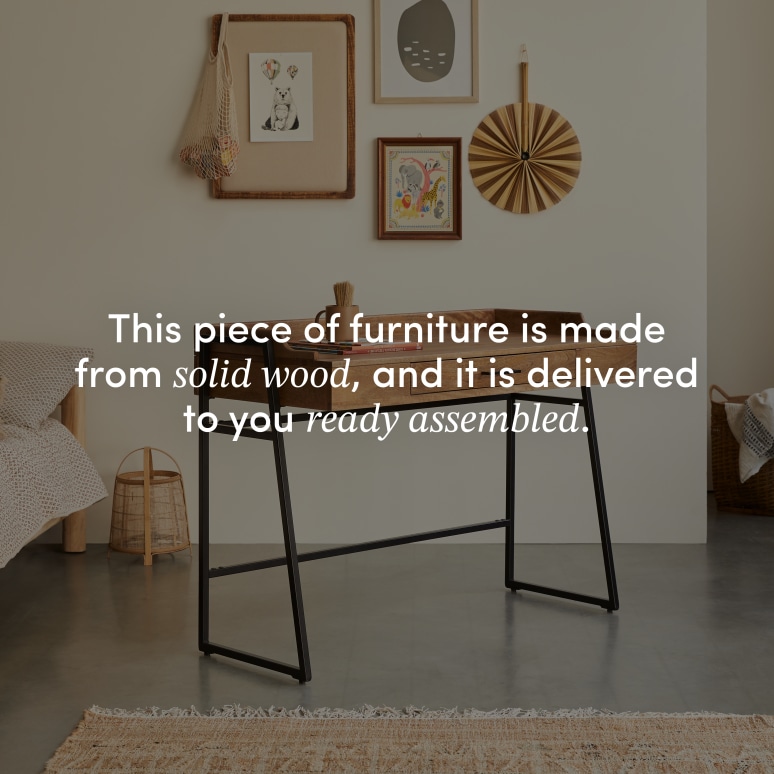 Hedda - Children's desk in solid mango wood and metal
