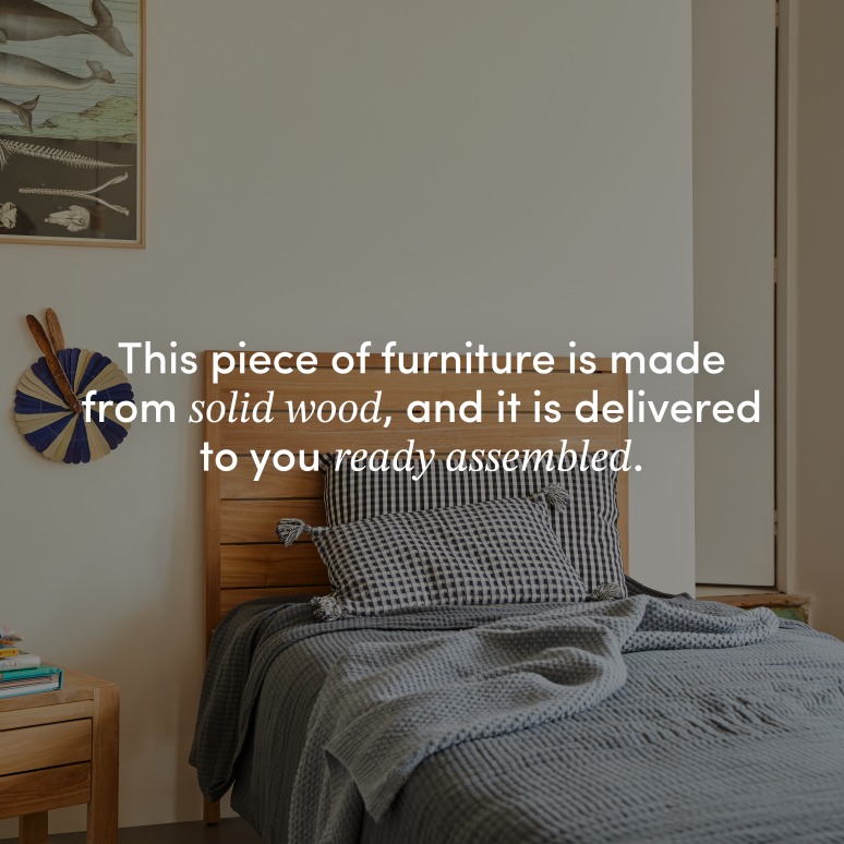 Minimalys - Children’s solid teak headboard, 95 cm