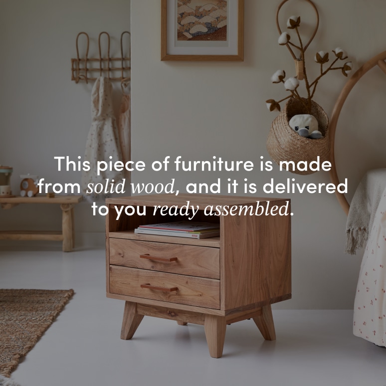 Oslo - Children's bedside table in solid acacia