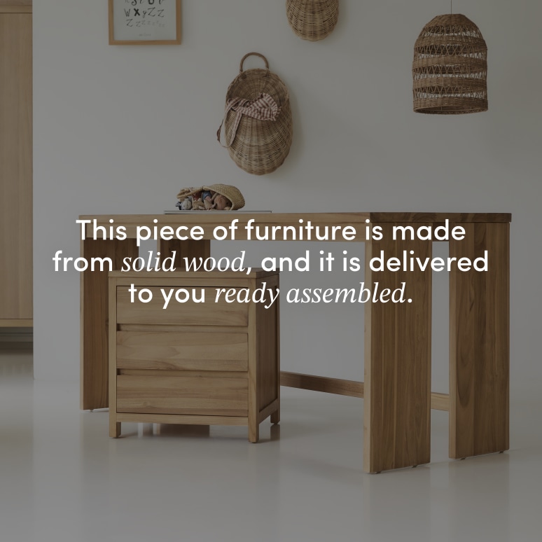 Eden - Children’s desk in solid teak with storage unit