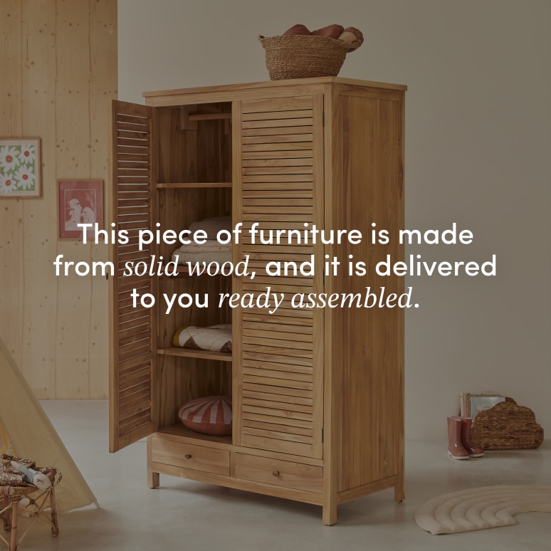 Suzette - Children's wardrobe in solid teak
