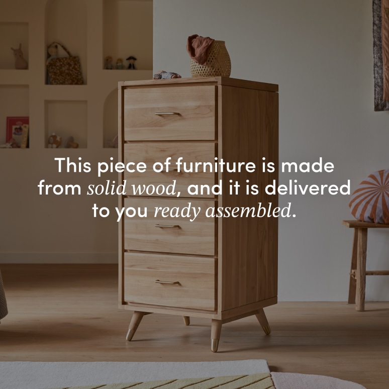 Kort - Children's small chest of drawers in solid teak