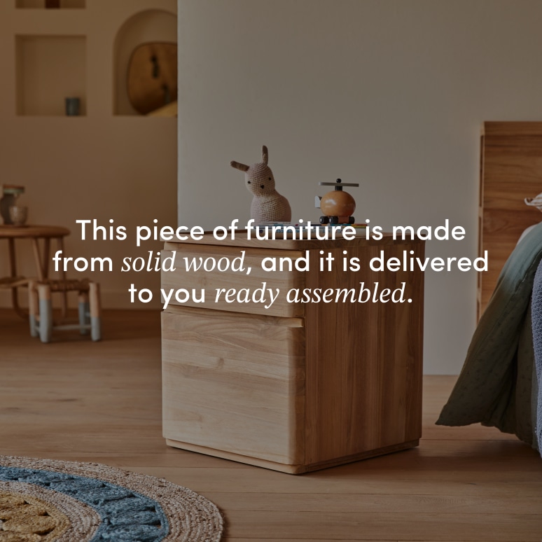 Nino - Children's bedside table in solid teak