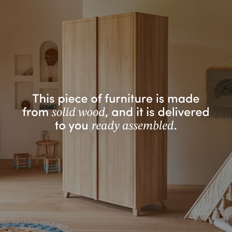 Greta - Children's solid teak wardrobe