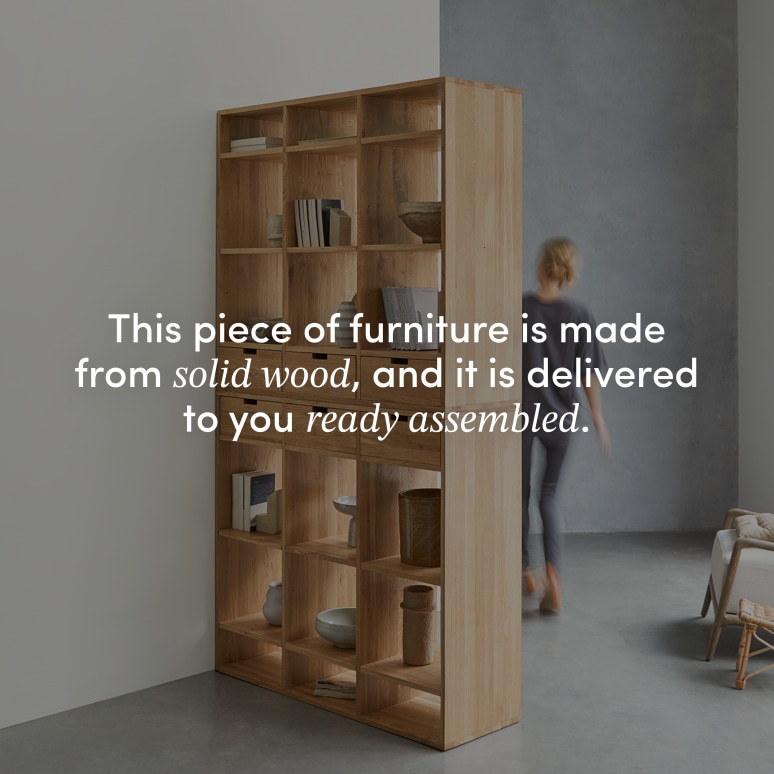 Miho - Tall bookcase in solid oak