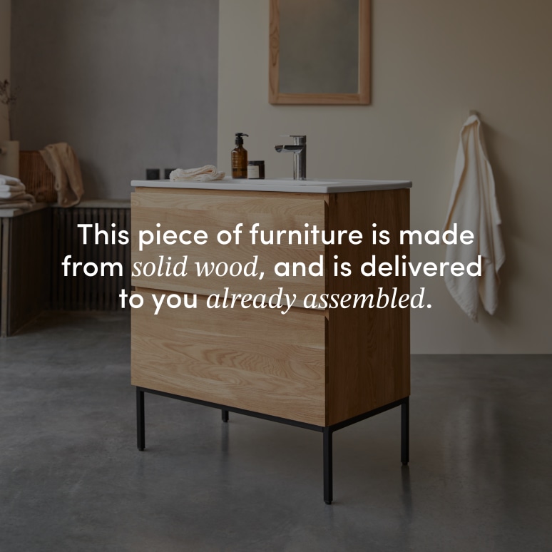 Nova - Solid oak and ceramic vanity unit 80 cm