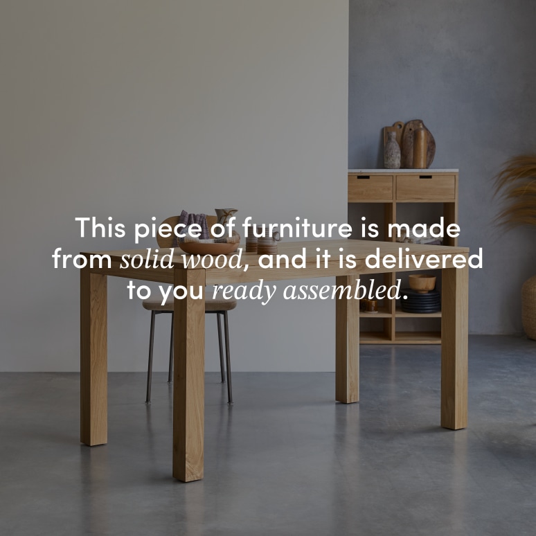 Eden - Rectangular solid oak dining table, seats 4-6.