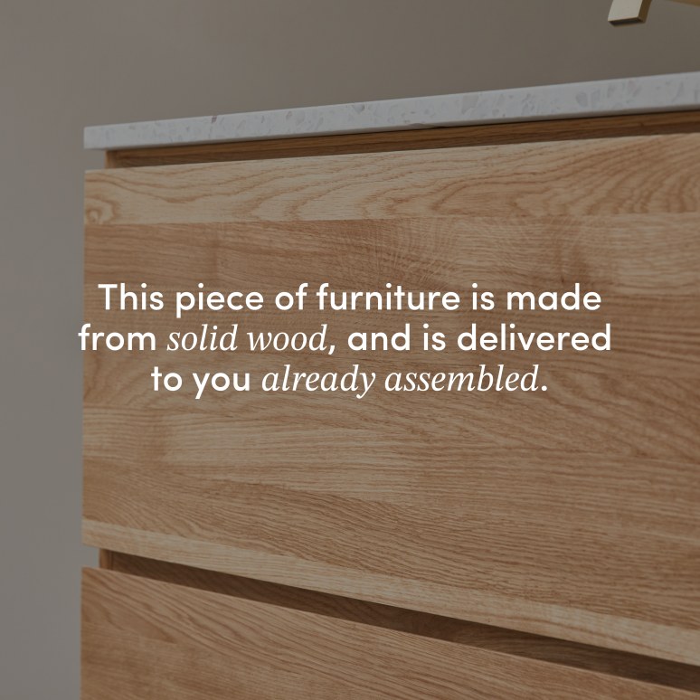 Nova - Vanity unit in solid oak and moon premium terrazzo 80 cm