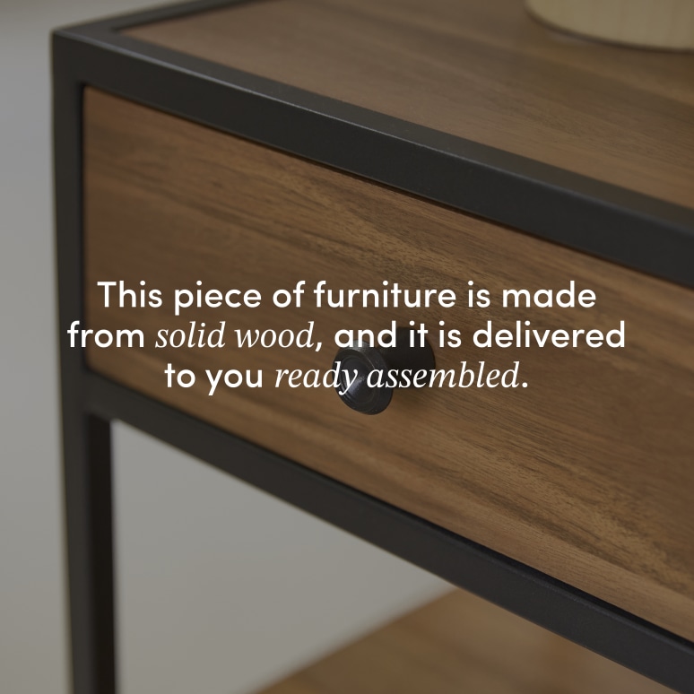 Agra - Solid acacia and metal bedside table