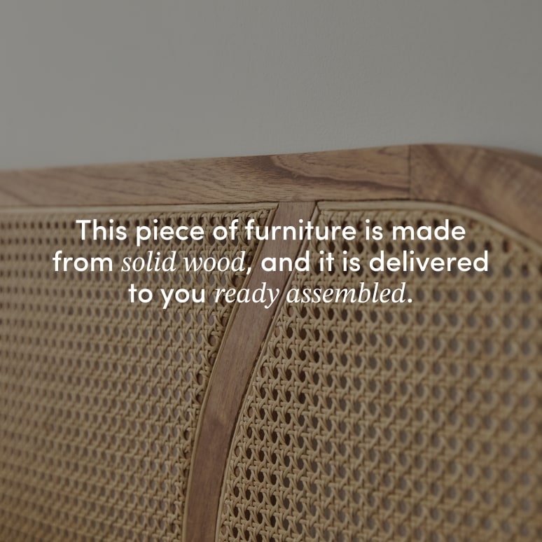 Billie - Solid mindi wood and cane headboard, 200 cm