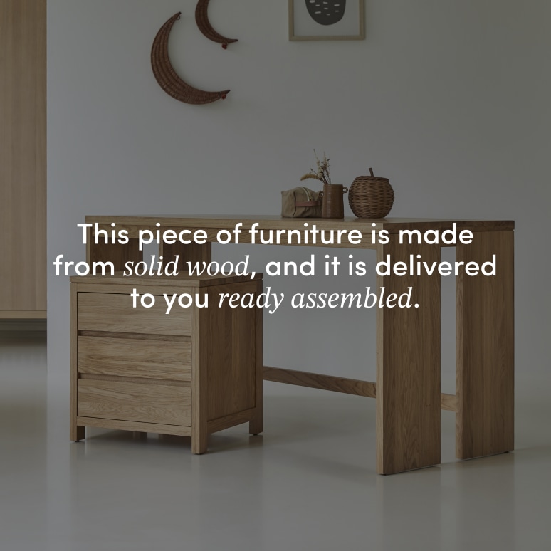Eden - Children’s desk in solid oak with storage unit