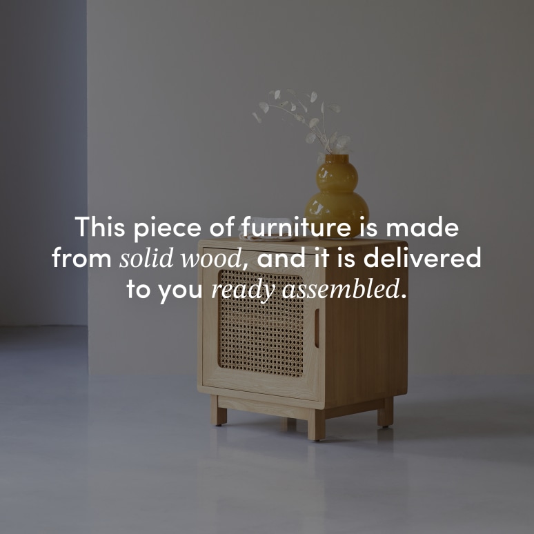 Luis - Solid elm and cane bedside table